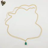 (1-6494-1) Gold Laminate - 2mm Figaro Link Green Zircon Body Chain - BGF