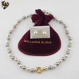 (MSET-56) Gold Laminate -Grey and White Pearls Set