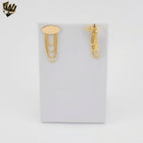 (1-1215-4) Gold Laminate - Dangling Chain Stud Earrings - BGF