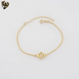 (1-0588) Laminado de oro - Pulsera de elefantes con eslabones Rolo de 3 mm - 7" - BGF