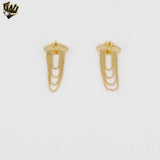 (1-1215-4) Gold Laminate - Dangling Chain Stud Earrings - BGF