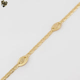 (1-0596) Gold Laminate - 3.5mm Mariner Link Evil Eyes Bracelet - 7.5" - BGF