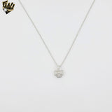 (2-66124) 925 Sterling Silver - Three Leaves Flower Necklace - 16"