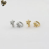 (4-2227) Stainless Steel - Zircon Flower Huggies.