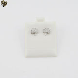 (2-3121-1) 925 Sterling Silver - Zircon Flower Stud Earrings.