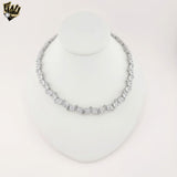 (1-6118) Gold Laminate - Princess Cut Tennis Necklace.