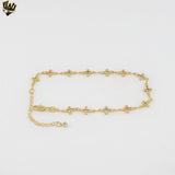 (1-0159) Gold Laminate - 7.5mm Multicolor Cross Anklet - 10” - BGF