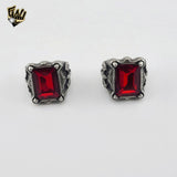 (4-0024-2) Stainless Steel - Oxidized Zircon Men Ring.