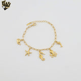 (4-4203) Stainless Steel -Ocean Charms Bracelet - 6.5"