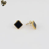 (4-2233) Stainless Steel - Square Stud Earrings.