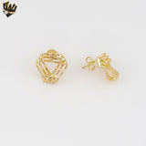 (1-1205-9) Gold Laminate - Triangle Wavy Stud Earrings - BGF