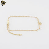 (1-0123) Gold Laminate - Paper Clip Link Butterfly Anklet - 10" - BGF