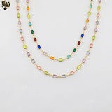(1-1607) Gold Laminate - 5mm Multicolor Rectangles Link Chain - BGF