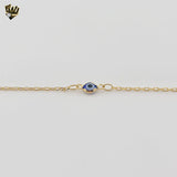 (1-0657) Gold Laminate - 1mm Evil Eye Link Bracelet - BGF