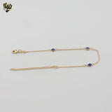 (1-0657) Gold Laminate - 1mm Evil Eye Link Bracelet - BGF