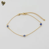 (1-0657) Gold Laminate - 1mm Evil Eye Link Bracelet - BGF