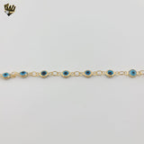 (1-0657-1) Gold Laminate - 2.5 mm Evil Eye Link Bracelet - BGF
