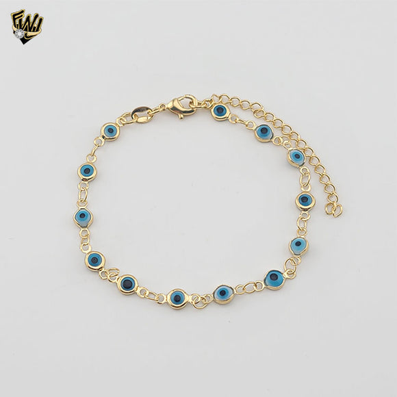 (1-0657-1) Gold Laminate - 2.5 mm Evil Eye Link Bracelet - BGF