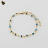 (1-0657-1) Gold Laminate - 2.5 mm Evil Eye Link Bracelet - BGF