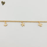 (1-0041) Gold Laminate - 2.5mm Link Sea Charms Anklet - 10" - BGF