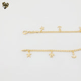 (1-0041) Gold Laminate - 2.5mm Link Sea Charms Anklet - 10" - BGF