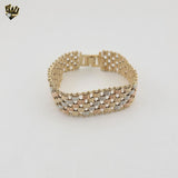 (1-0823) Gold Laminate - 20mm Three Tones Bracelet - 7.5" - BGO
