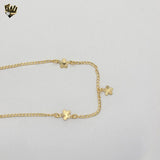 (1-0270) Gold Laminate - 2 mm Link Flowers Anklet - 10” - BGF
