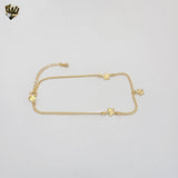 (1-0270) Gold Laminate - 2 mm Link Flowers Anklet - 10” - BGF