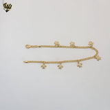 (1-0102) Gold Laminate - 3mm Curb Link Charms Anklet - 9.5” - BGF