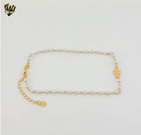 (1-0163) Laminado de oro - Tobillera con cruces de eslabones abiertos de 3 mm - 9,5" - BGF