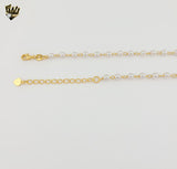 (1-0163) Laminado de oro - Tobillera con cruces de eslabones abiertos de 3 mm - 9,5" - BGF