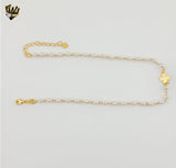 (1-0163) Laminado de oro - Tobillera con cruces de eslabones abiertos de 3 mm - 9,5" - BGF
