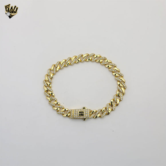 (1-0853) Gold Laminate - 6.5mm Zircon Curb Link Bracelet 8