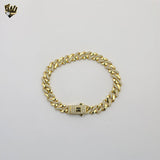 (1-0853) Gold Laminate - 6.5mm Zircon Curb Link Bracelet 8"- BGO