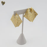 (1-2772) Gold Laminate - Big Design Hoops  - BGO