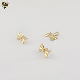 (1-6096-1) Gold Laminate -  Bow Earrings and Pendant Set - BGF