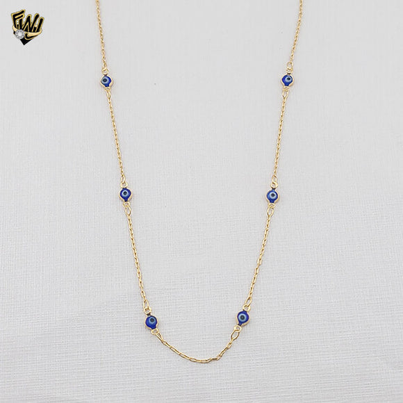 (1-6378-1) Gold Laminate - Evil Eyes Necklace - 16