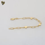 (1-0735) Gold Laminate - Paper Clip Link Heart Bracelet - BGF