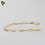 (1-0735) Gold Laminate - Paper Clip Link Heart Bracelet - BGF