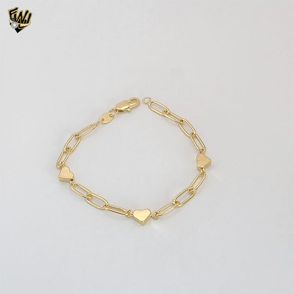(1-0735-1) Gold Laminate - Paper Clip Link Heart Bracelet - BGF