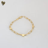 (1-0735) Gold Laminate - Paper Clip Link Heart Bracelet - BGF
