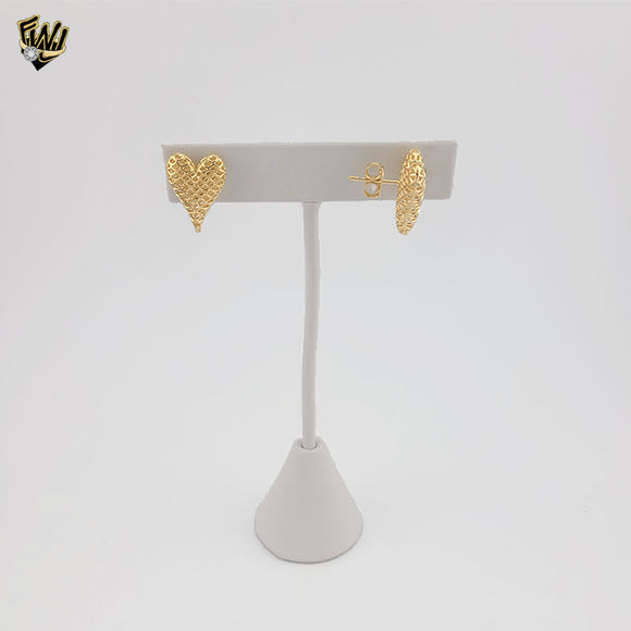 (1-1221-3) Gold Laminate - Texturized Heart Stud Earrings - BGF