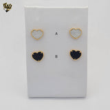 (1-1213-1) Gold Laminate - Heart Stud Earrings - BGF