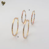 (1-2763) Gold Laminate - Three Tone Hoops - BGO
