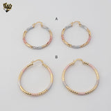 (1-2763) Gold Laminate - Three Tone Hoops - BGO