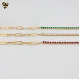(1-0625) Gold Laminate - Zircon Combined Link Bracelet - 7" - BGF