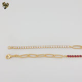 (1-0625) Gold Laminate - Zircon Combined Link Bracelet - 7" - BGF