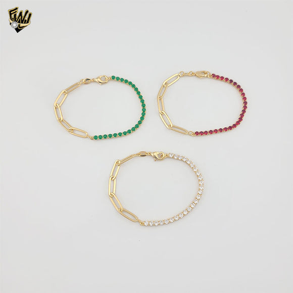 (1-0625) Gold Laminate - Zircon Combined Link Bracelet - 7