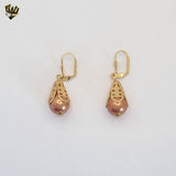 (1-1049-1) Gold Laminate - Bead Dangle Earrings - BGO