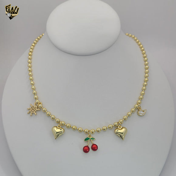 (1-6266-1) Gold Laminate - Summer Charms Balls Necklace - BGO